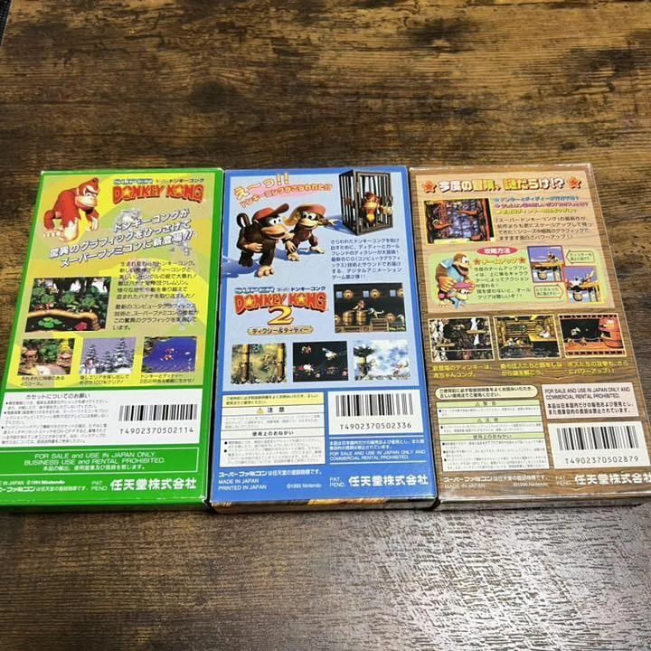 Super Donkey Kong 1 + 2 + 3 w/Box and Manual SNES Nintendo Super Famicom Japan - Image 2 of 4