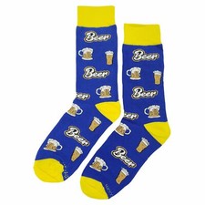 NWT Beer Dress Socks Novelty Men 8-12 Blue Crazy Fun Sockfly