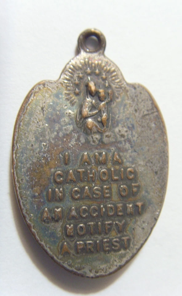 Старинный католический леди Mt Carmel Иисус Святой Христофор Святой Дух подвеска 53369 - Изображение 2 из 3