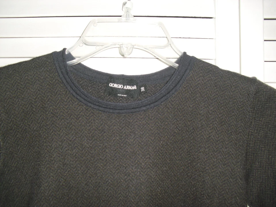 SUÉTER JERSEY GIORGIO ARMANI NEGRO/MARRÓN Chevron SS MEZCLA CACHEMIR/SEDA SM Foto 2 de 3