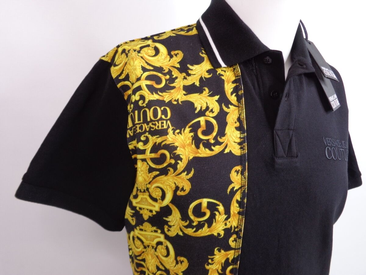 NWT VERSACE JEANS COUTURE SS POLO SHIRT LG BLACK GOLD | eBay NWT VERSACE JEANS COUTURE SS POLO SHIRT LG BLACK GOLD | eBay