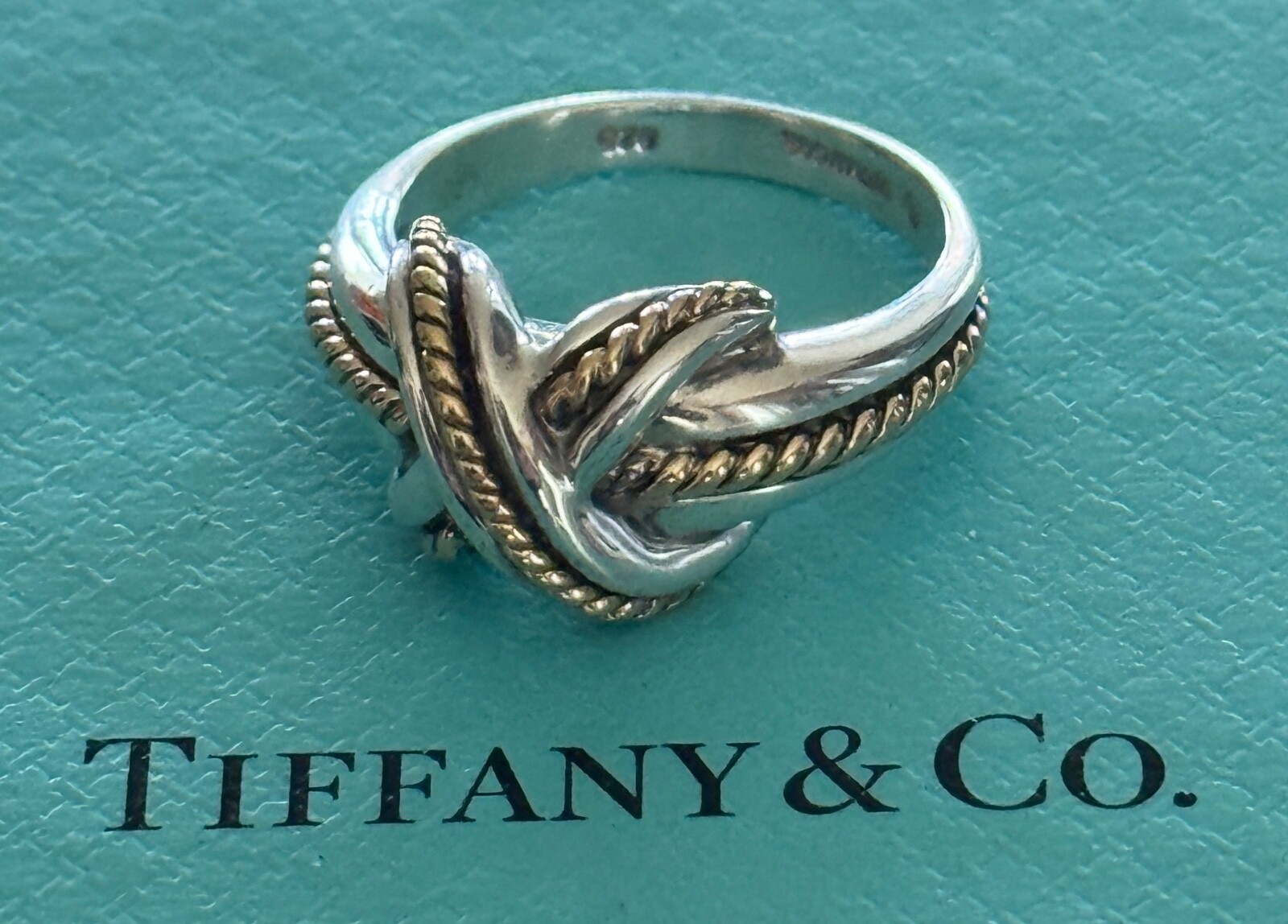 Tiffany & Co  Signature X Ring Sterling Silver  925 & 18k Gold Size  6 1/2 US