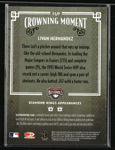 Livan Hernandez 2005 Donruss Diamond Kings #140 Baseball Card - 第 2/2 張圖片