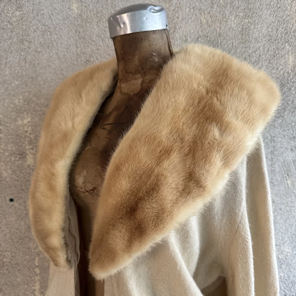 Suéter Moritz Vintage Años 50 Crema Cachemira y Piel de Visón Tejido Chaqueta Marilyn Foto 3 de 4