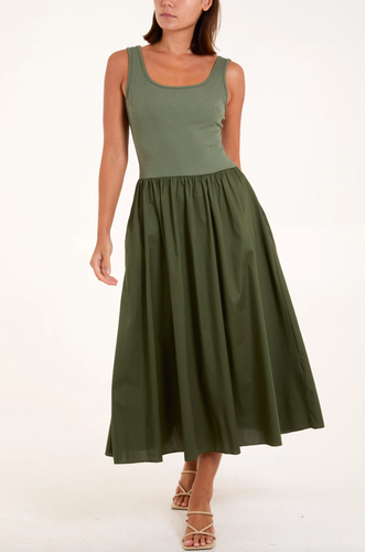 Women's Casual Relaxed Fit Stretchable Bubble Hem Cami Top Midi Dress - Afbeelding 4 van 18