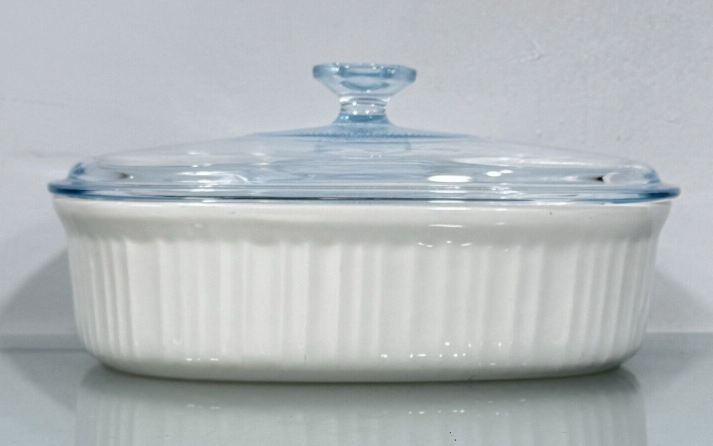 Corning Ware F-2-B Oval 2.8 Qt White Casserole Baking Cook Dish Pyrex Glass Lid