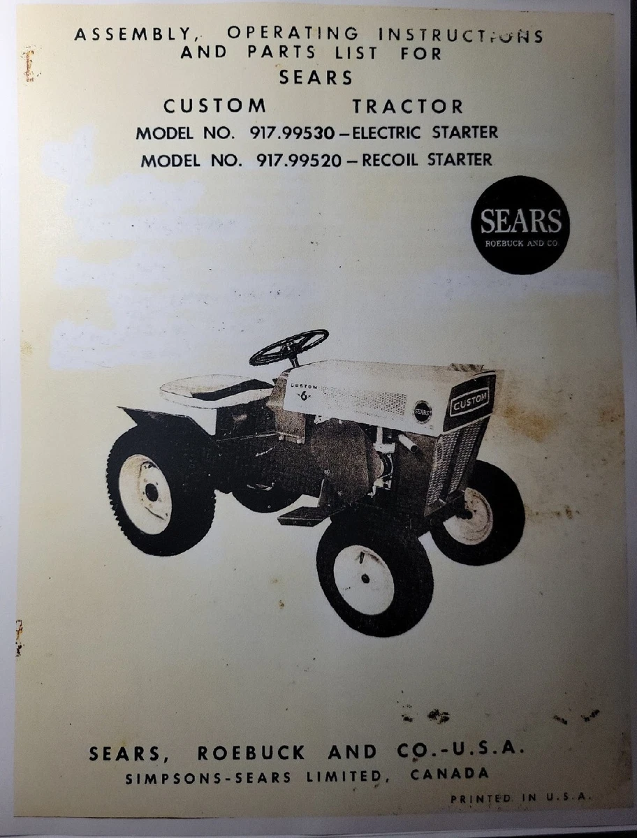 Sears 1966 Custom 6 Lawn Garden Tractor