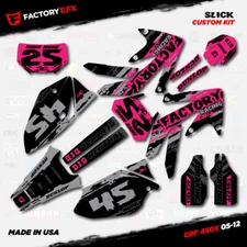 Gray & Pink Slick Racing Graphics kit fits Honda Crf450X 05-18 Crf 450X 450