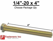 1/4"-20 x 4" FT Hex Tap Bolt Yellow Zinc Plated Grade 8 Cap Screw FULL THREAD