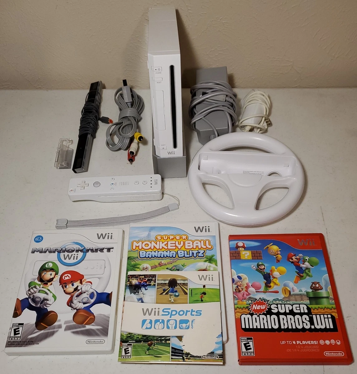  Wii Console with Mario Kart Wii Bundle - White : Video Games