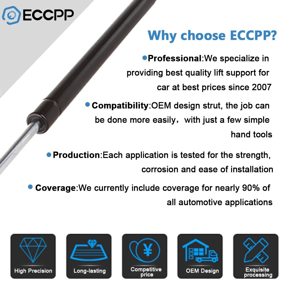 ECCPP 2-Pack Trunk Gas Lift Supports – Fits 2011-2015 Volkswagen Jetta (Rear)