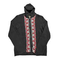 Eddie Bauer Hooded Sweater Womens Medium Full Zip Black Design