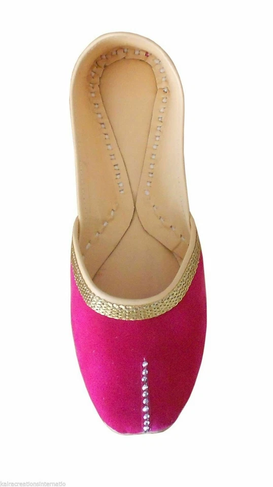 Zapatos de mujer indios hechos a mano mocasines bailarinas rosa jutties EE. UU. 9,5-12 Foto 3 de 4