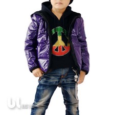Kinder Jungen Stepp Winterjacke Glanzjacke Fleece Lila MIL BOY Kapuzenjacke Warm