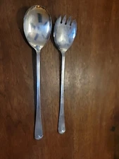 Silver Plated Salad Server Set Fork Spoon Sheffield England Serving Utensils 