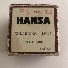 VINTAGE HANSA 75mm 1:3.5 Enlarger Lens 37097 F 75mm Made In Japan
