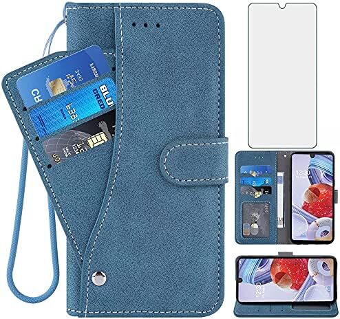 Compatible with LG Stylo 6/Stylo6 Plus/K71 Stylus Wallet Case and Tempered Glass