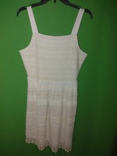 5911) NWOT J JILL small sun dress beige white elastic band bust at knee new S