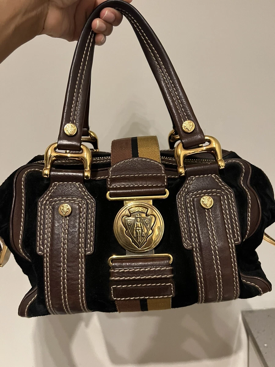 Medium Boston Bag in Monogram Leather Black