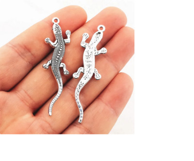 LIZARD GECKO REPTILE CHAMELEON Charm Pendant On 18'' 925 Sterling Silver Necklace