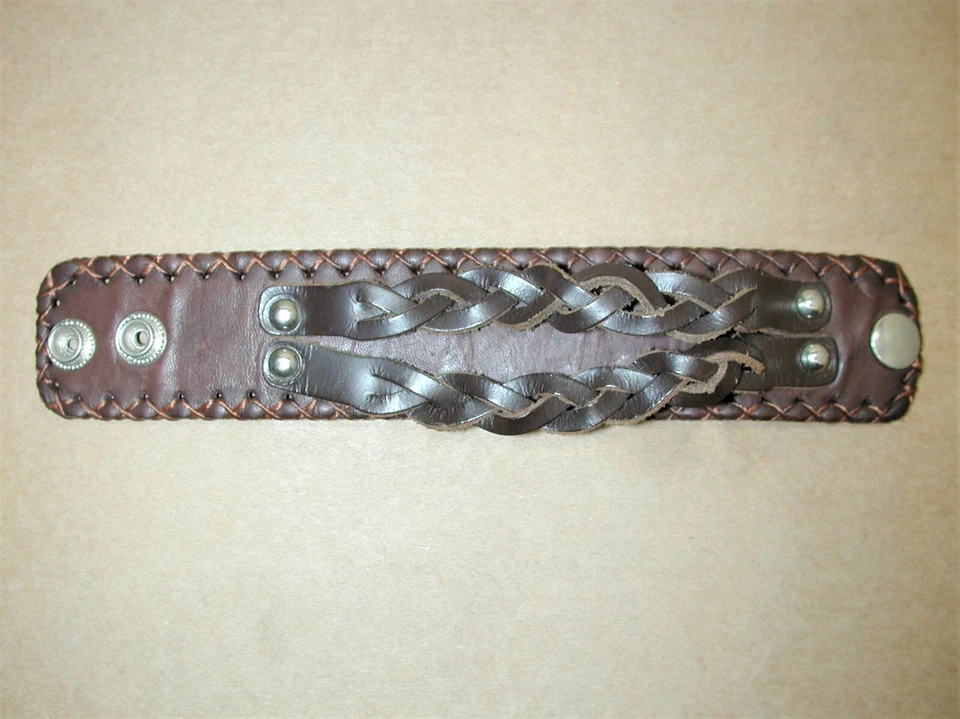 Kenneth Cole Brown Leather Wide Motorcycle Adjustable Bracelet - Image 2 of 4