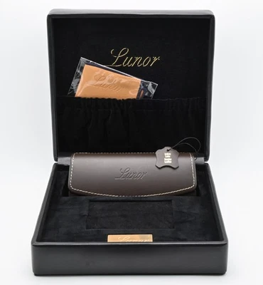 LUNOR Brillen Etui Echt Leder Klapp Magnet Dunkel Braun Naht M 154x60x29 Ltd Box - Bild 1 von 4