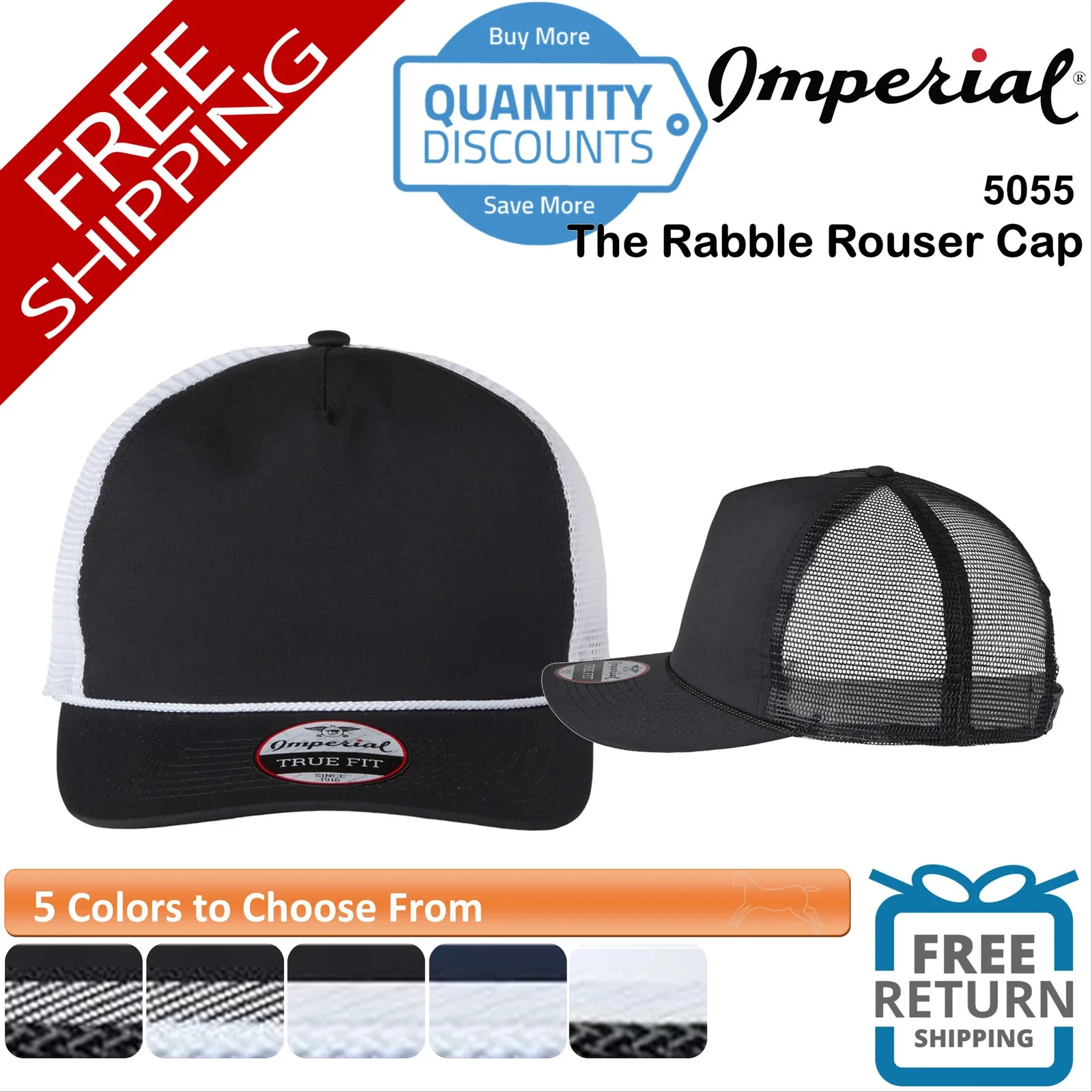 🔥 Imperial The Rabble Rouser Cap Hat Structured, Five-panel, Mid-profile 5055