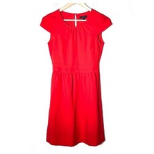 J. Crew red capped sleeves fit and flare dress size 0 B147