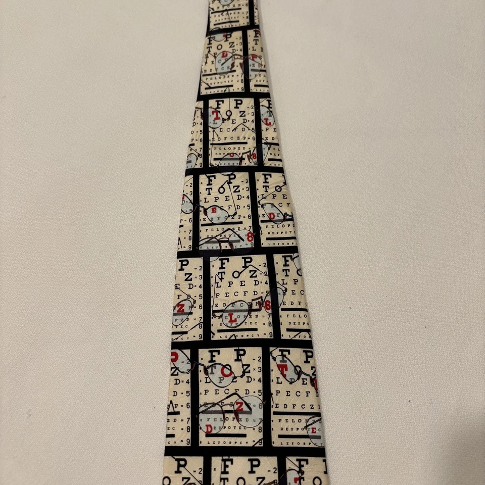 Optometrista Oftalmólogo Corbata Cuello SEDA MUSEO ARTEFACTOS GAFAS TABLA DE OJOS Dr Foto 3 de 4