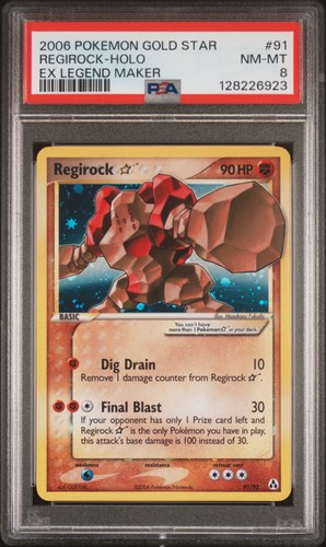2006 POKEMON EX LEGEND MAKER GOLD STAR #91 REGIROCK-HOLO PSA 8