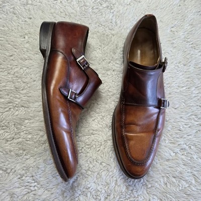 Magnanni Double Monk Strap Leather Shoes Men's 12 Brown READ