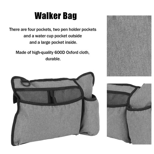 (Grau) Walker-Tasche Wasserabweisend Rollstuhl-Aufbewahrungstasche Seitentas URS - Bild 23 von 23
