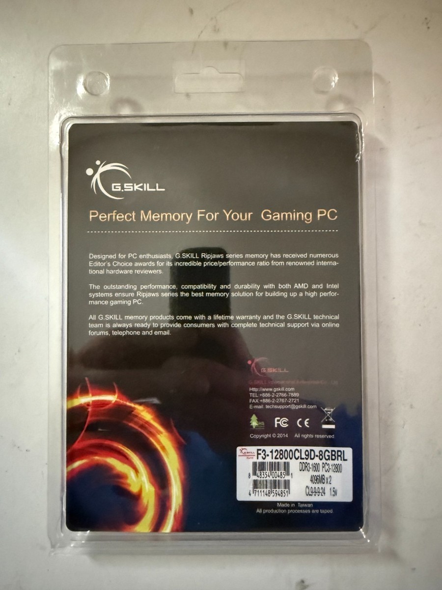 Kit RAM G.Skill Ripjaws X 8Go (2x4Go) DDR3 1600MHz – Reconditionné