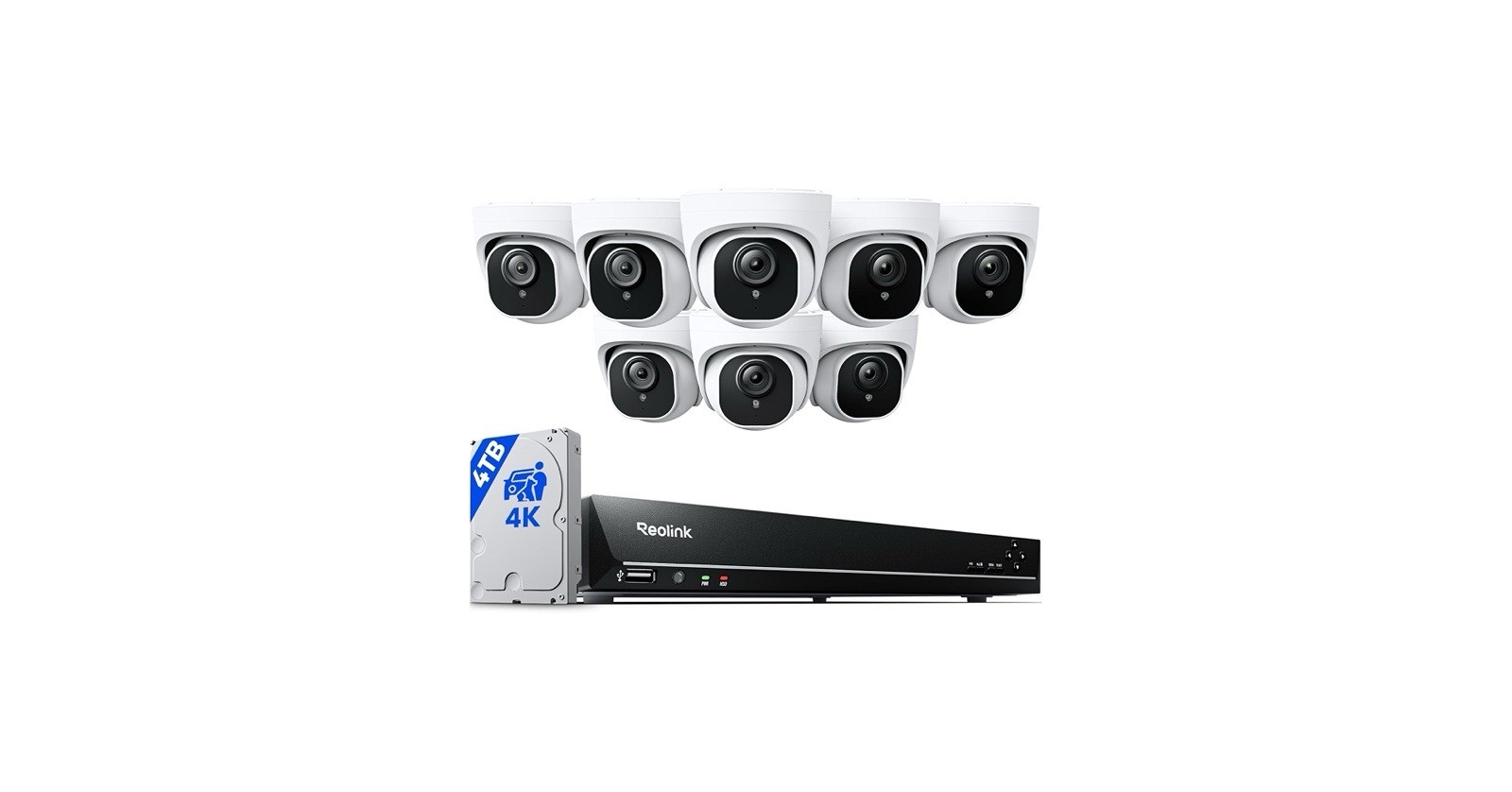 REOLINK 16CH 4K Security Dome Camera System with 4TB HDD RLK16-800D8 - New