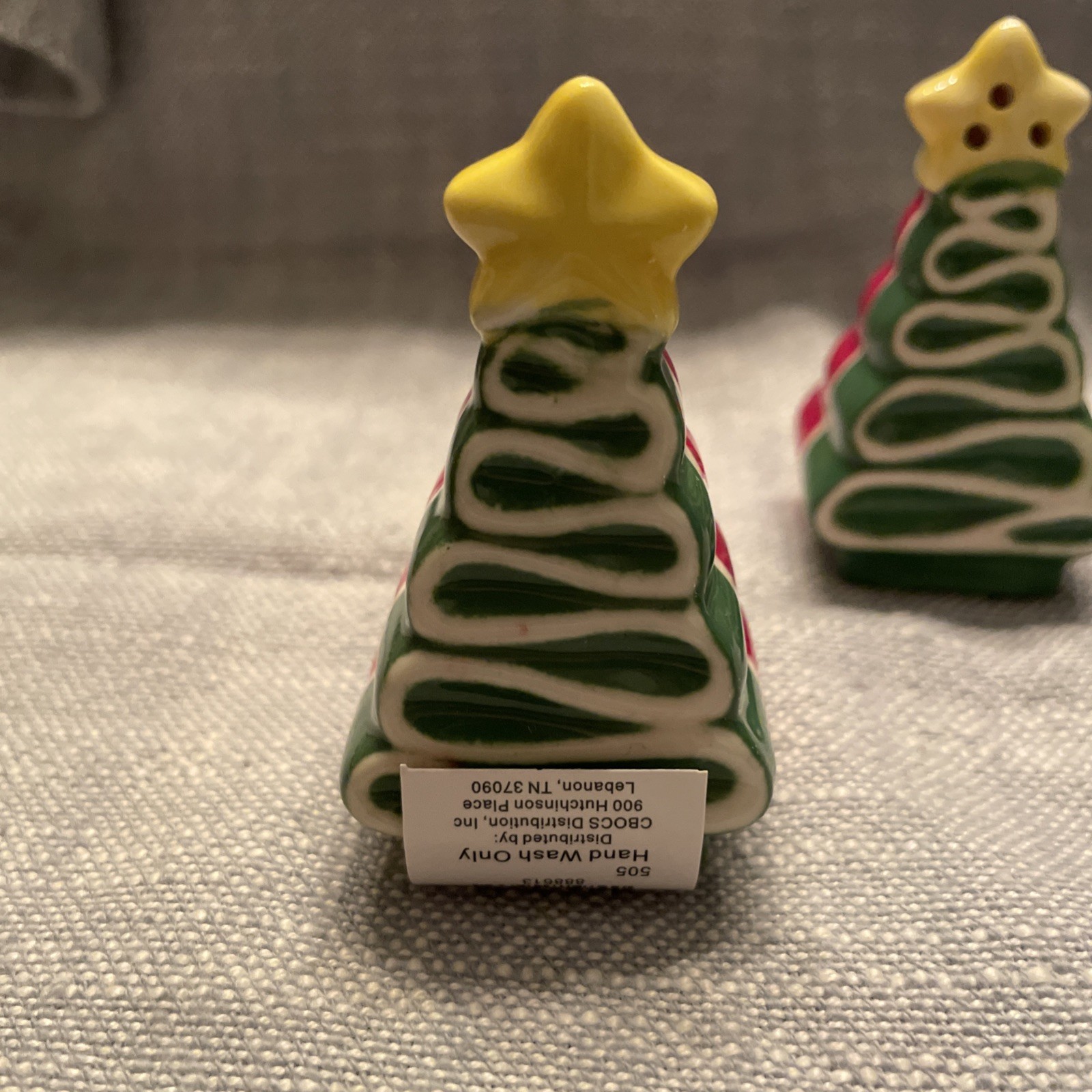 Cracker Barrel candy ribbon trees salt and pepper shakers Christmas 2025 New-1