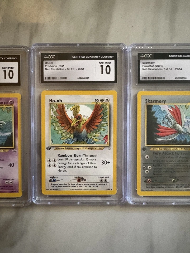 Pokemon Cgc 10 Neo Revelations 1st Edition Set Of 3 . Lugia , Ho-oh, Skarmory - Image 3 of 4