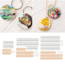 Tranches de bois rondes porte-clés porte-clés vierges étiquettes de charme