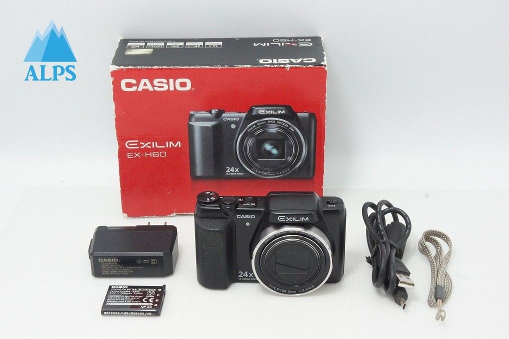 カシオCASIO EXILIM EX−H60 ズーム デジタルカメラ CASIO EXILIM EX-H60 16.1MP Compact Digital Camera Black w/ Box
