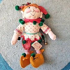 House of Hatten Mary Engelbreit Christmas Elf Ornament Plush Doll Vintage w/ Tag