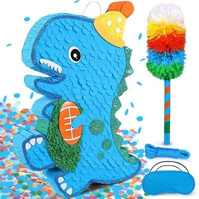 24'' Large Dinosaur Pinata Bundle with a Blindfold, Bat and Rope, Dino Baby with