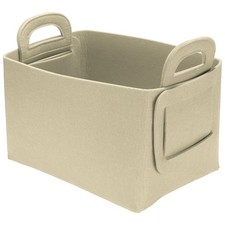 Felt Storage Bin 11x7x5.9" Felt Storage Box with Handles Khaki
