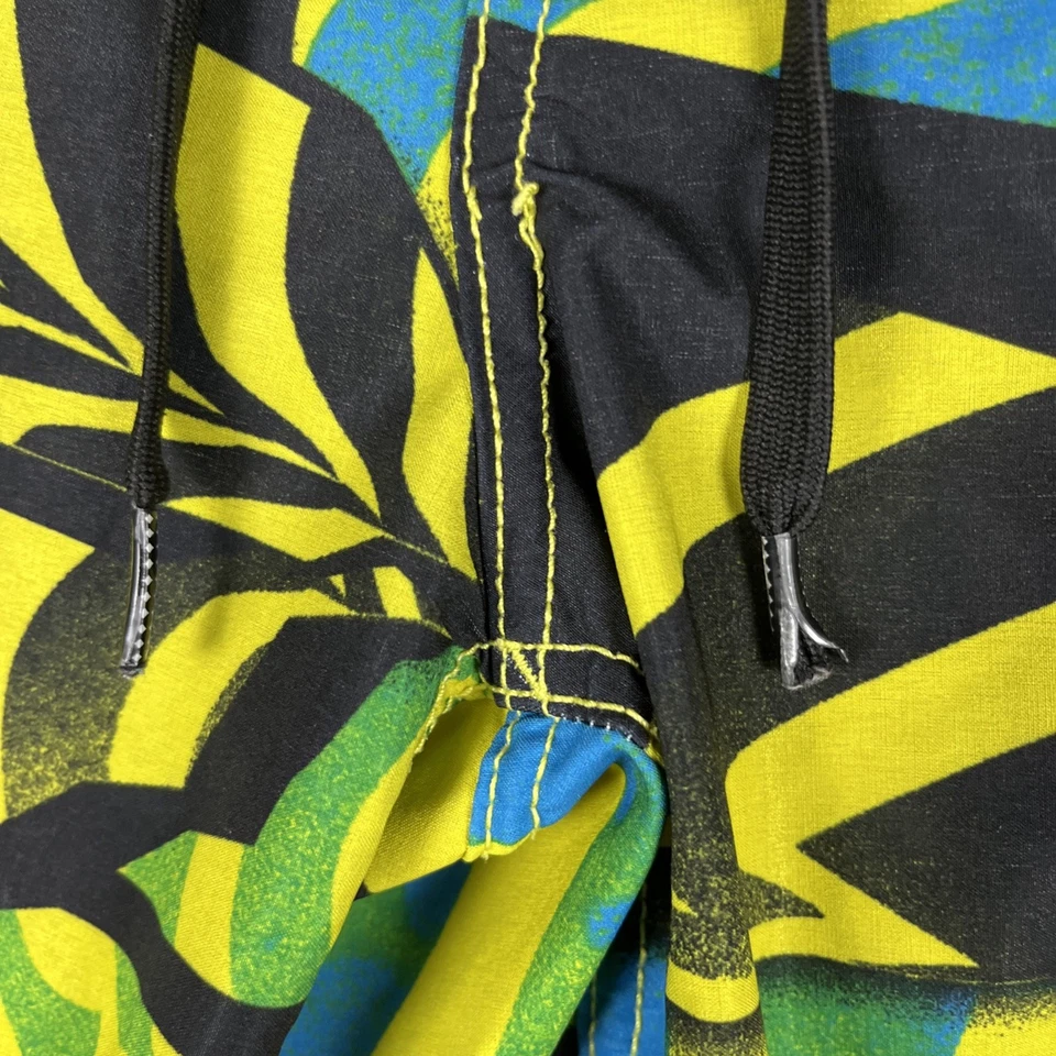 Pantalones cortos de tabla de natación de surf con logotipo de carreras FOX para hombre talla 33” verde amarillo negro bolsillo Foto 3 de 4