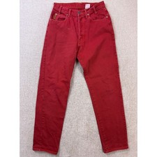 Vintage Armani Jeans Mens 30x32 Red Straight Leg Denim Pants Made in USA X6J14K2