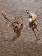 Vintage Hair Pins Floral Spray And Flower Pin Silver Tome Mesh Petels Women's...