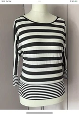Mint Velvet Grey White Stripe Tunic Top Uk12 VGC B26*