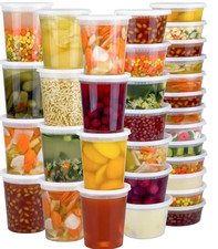 120-Piece Deli Containers with Lids, 32/16/8 oz X 20 Set Each, Leak-Proof BP