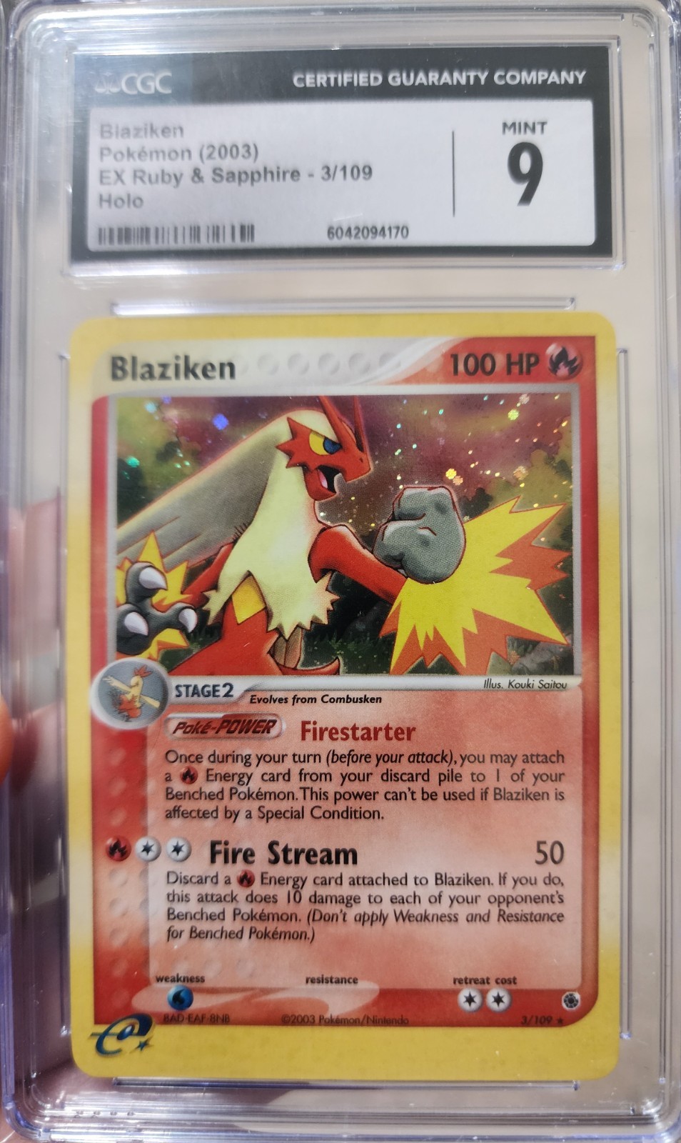 Pokemon TCG CGC 9 NM/Mint Blaziken 3/109 2003  EX Ruby & Sapphire Holo
