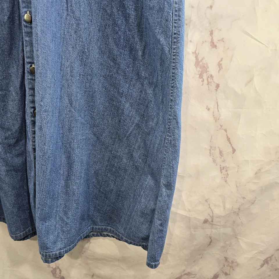 Vintage Eddie Bauer Dress Womens Medium Denim Jean Midi Maxi 90s Button - Image 4 of 4