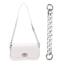 8" Acrylic Purse Chain Handbag Strap with Buckle, Silver Pure White, 0.7" Width