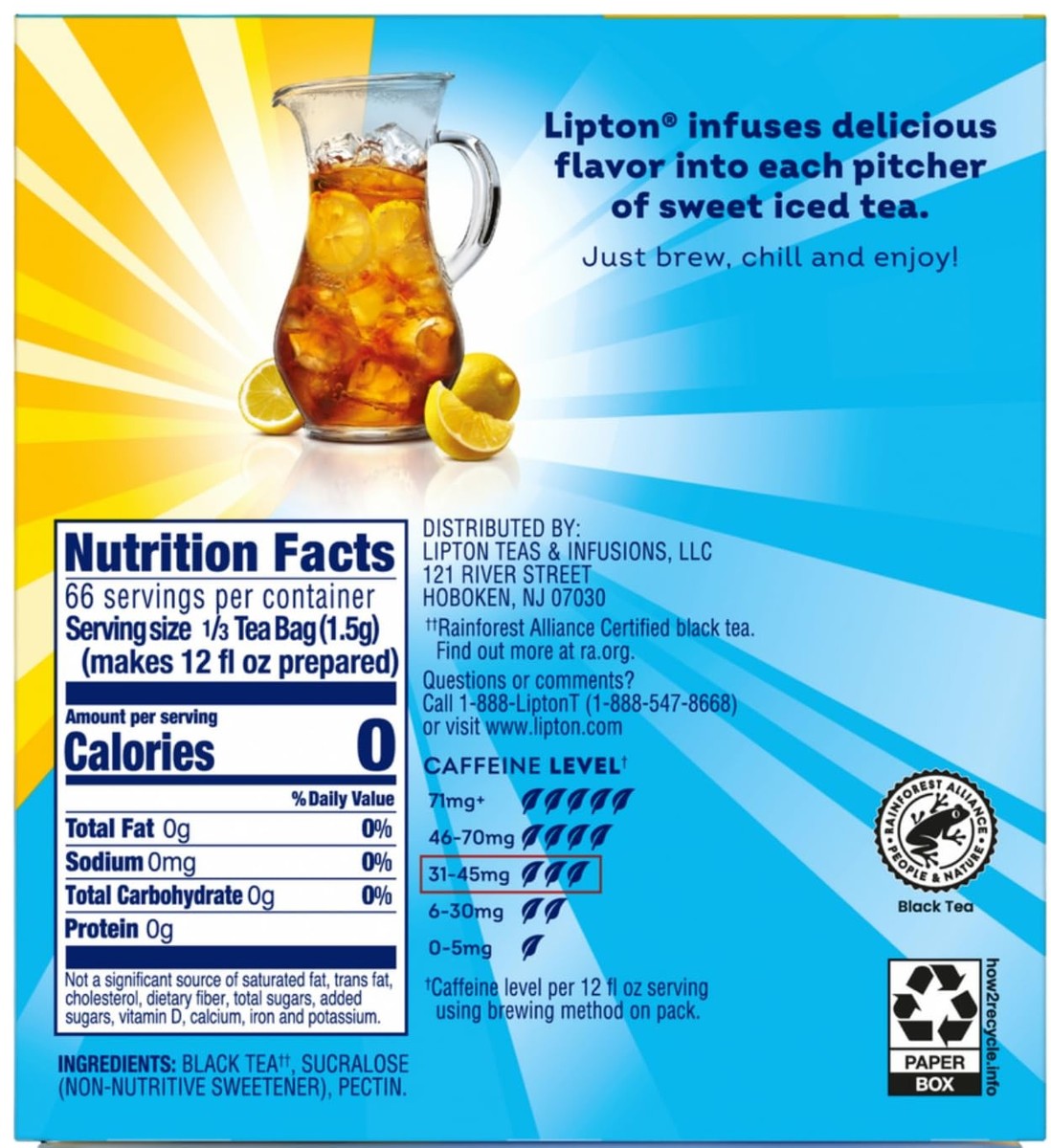 Lipton Family Sized Iced Southern Sweet Black Tea, Caffeinated